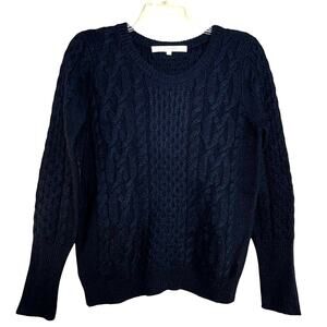 Ulla Johnson Sweater with Elbow Patches SZ S Navy Alpaca Dark Academia Old Money